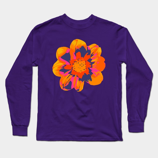 COSMIC COSMOS Big Abstract Floral Summer Bright Flower - Fuchsia Pink Orange Yellow Purple - UnBlink Studio by Jackie Tahara Long Sleeve T-Shirt by UnBlink Studio by Jackie Tahara